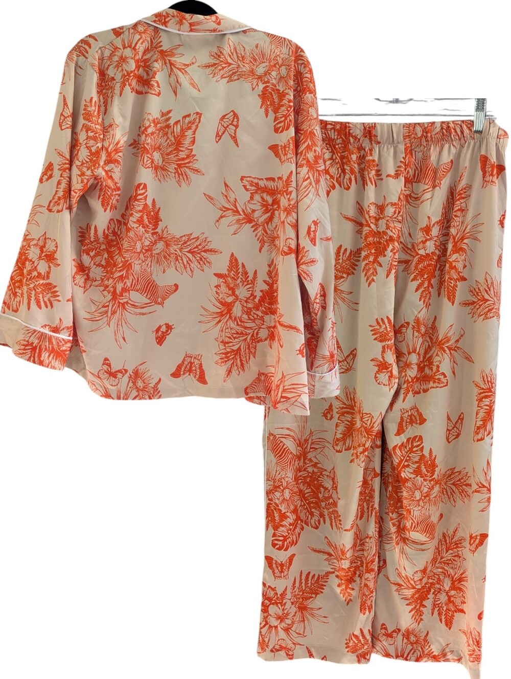 Victoria's Secret Satin Orange Tropical Toile Pajama Set - Picture 2 of 9